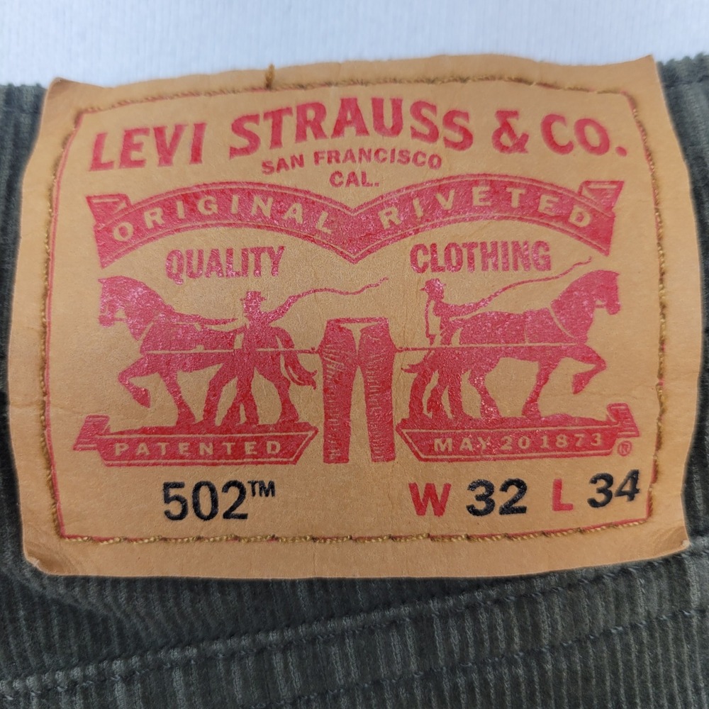 Levi's 502 Regular Tapered Corduroy Pants Mens 32x34 Olive Green Stretch - Picture 5 of 12